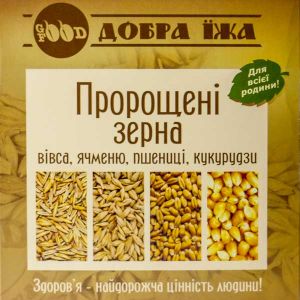 Проросшие зерна овса, ячменя, пшеницы, кукурузы